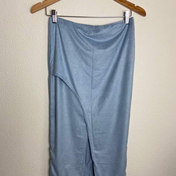 Madrag Small Blue Suede Modest Skinny Band Stretchy Skirt - Picture 2 of 6